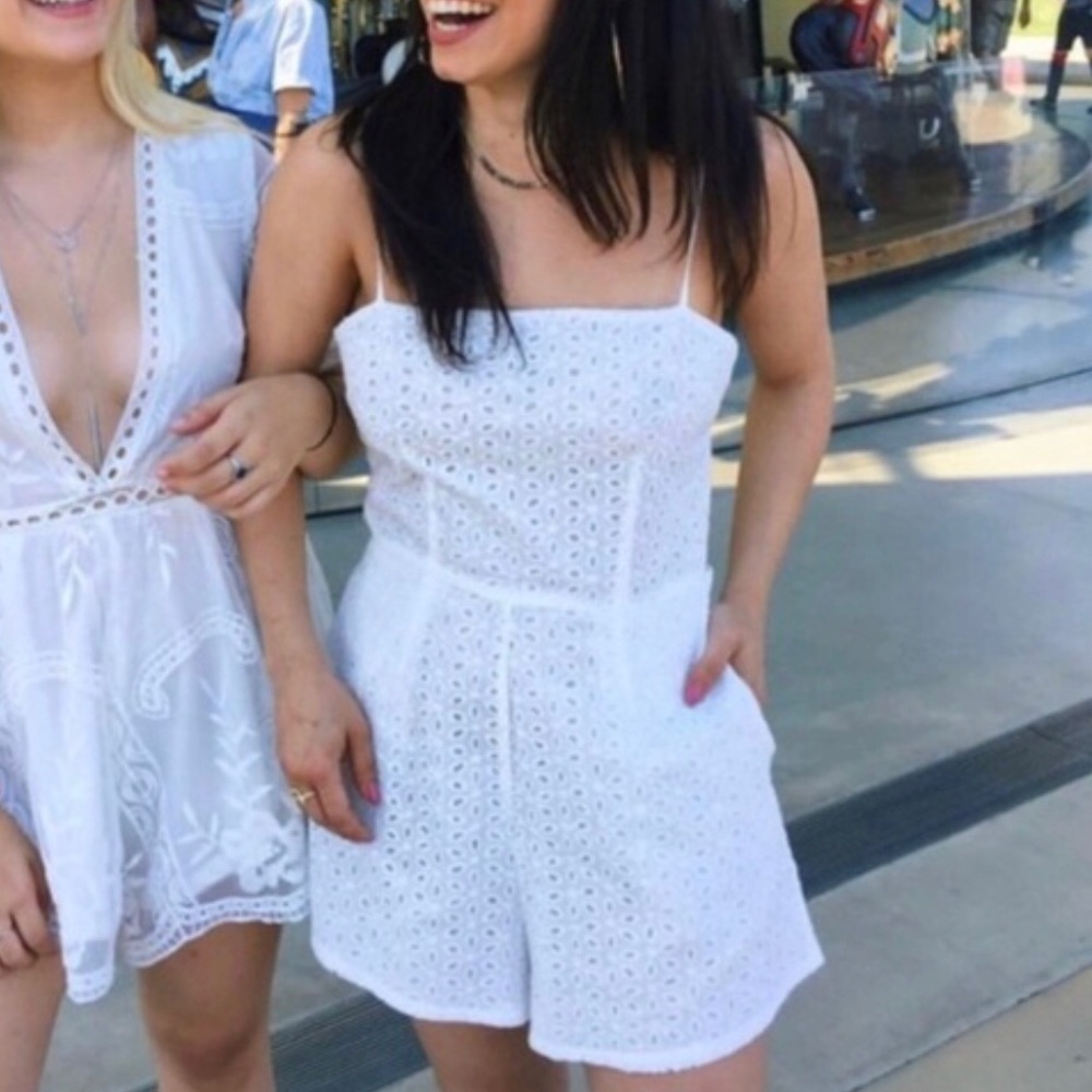 White eyelet romper